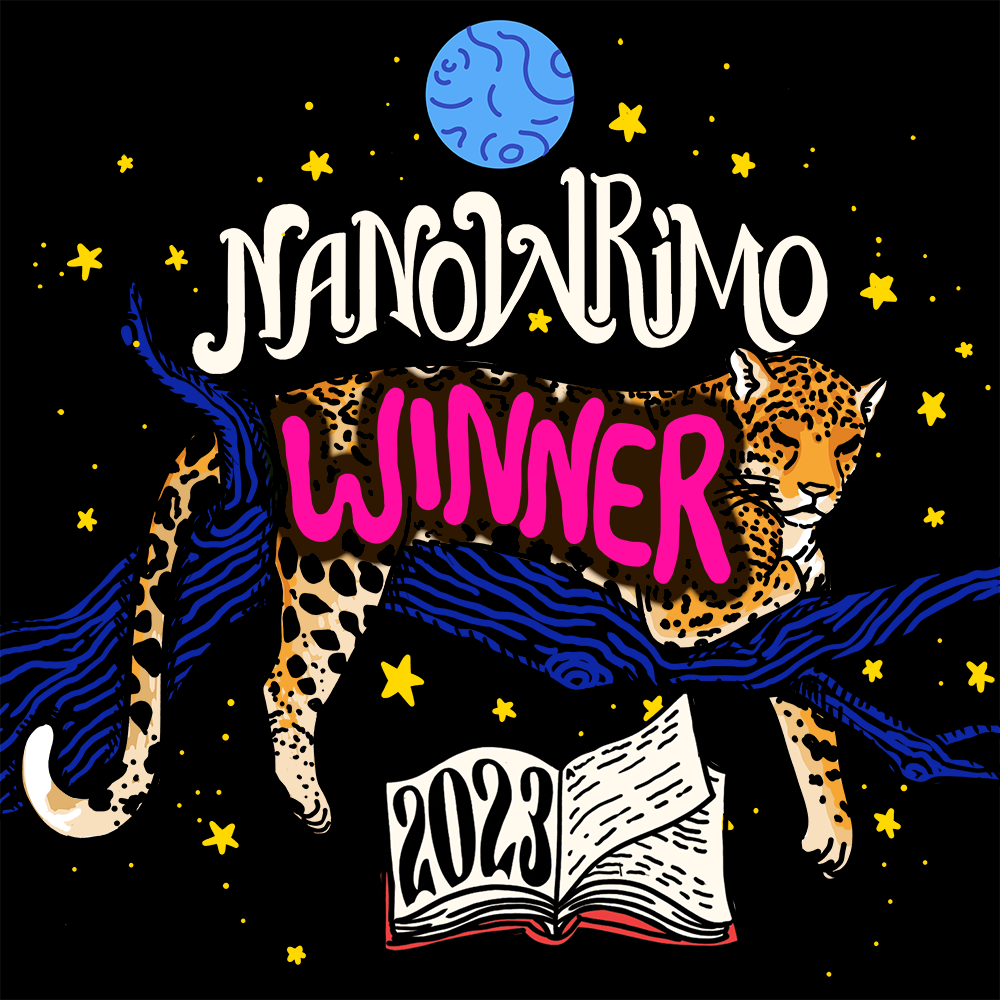Le badge de gagnant de l’édition 2023 du NaNoWriMo