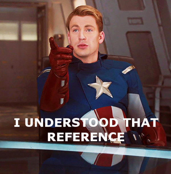 Une photo de Captain American disant « I understood that reference » (j’ai compris cette référence)